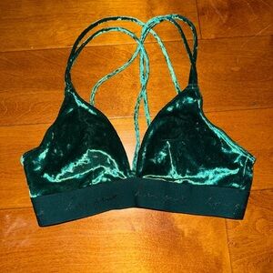 PINK Victoria's Secret Velvet Bralette in Deep Green